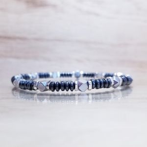 Hematite Beaded Gemstone Tri-Color Bracelet